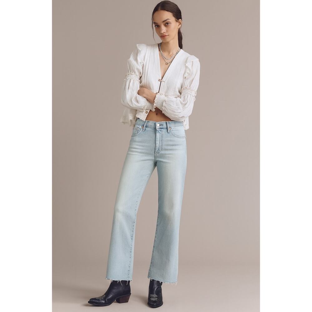 Fidelity Denim Bella Crop Jeans Women’s 26 Clearwater‎ Light Wash Raw Hem NWT